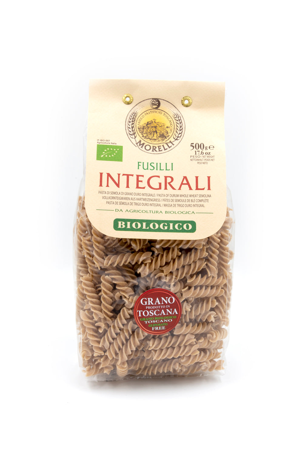 Whole Wheat Organic Fusilli Pasta 500g